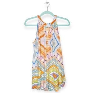 Spense top halter neck sleeveless multicolor geometric boho festival preppy S